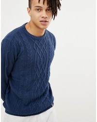 YOURTURN Cable Knit Jumper In Blue