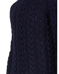 Valentino Cable Knit Navy Virgin Wool Sweater