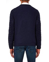 Valentino Cable Knit Navy Virgin Wool Sweater
