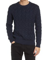 Selected Homme Cable Knit Sweater In Dark Sapphire At Nordstrom
