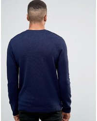 Asos Cable Sweater In Navy