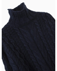 Choies Navy Cable Roll Neck Jumper