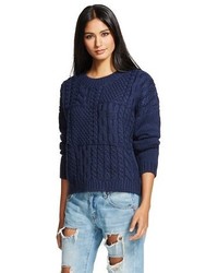 Chunky Cropped Pullover Sweater Navy J By Joa