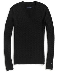 Tommy Hilfiger Classic V Neck Cable Knit Sweater