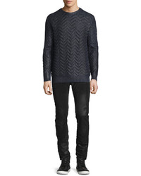 Just Cavalli Coated Knit Sweater Navy