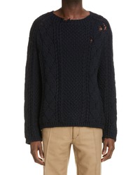 Maison Margiela Distressed Cable Wool Sweater