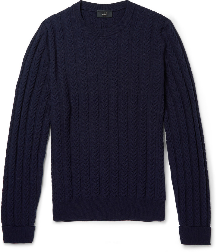 Dunhill Staghorn Cable Knit Wool Cashmere Sweater | Where to buy