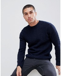 Barbour Essential Cable Crew Neck Jumper In Navy