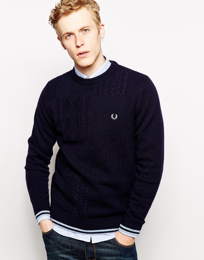 Fred Perry Jumper With Mixed Cable Knit, $162 | Asos | Lookastic