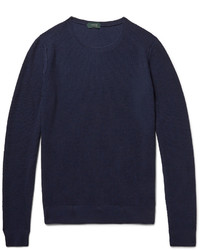 Incotex Honeycomb Knit Virgin Wool Blend Sweater