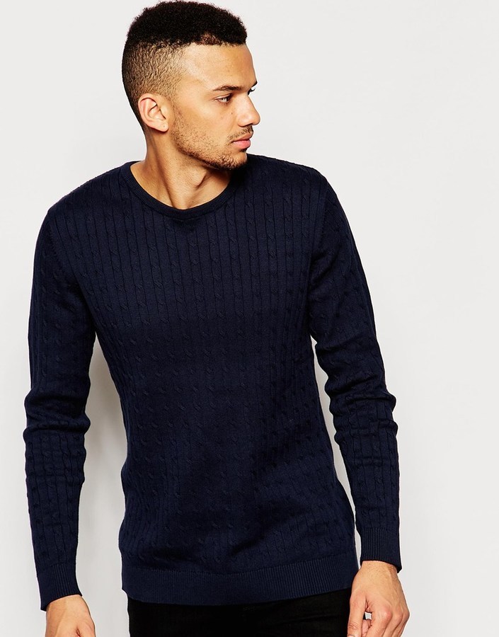 Shilling exegese heden Jack and Jones Jack Jones Cable Knit Sweater, $69 | Asos | Lookastic