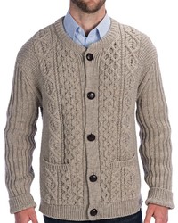 Jg Glover Co Peregrine By Jg Glover Cable Knit Crew Cardigan Sweater Merino Wool