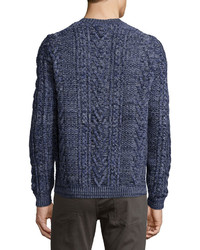 Vince Marled Cable Knit Crewneck Sweater Navy