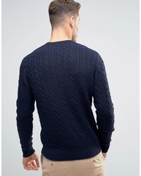 Jack Wills Merino Sweater In Cable Navy