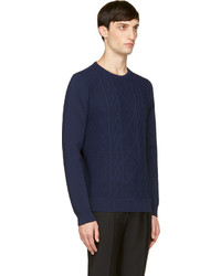 Richard Nicoll Navy Cable Knit Fitted Sweater