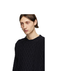 Loewe Navy Cable Knit Sweater