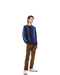 Ps By Paul Smith Navy Colorblock Crewneck Sweater
