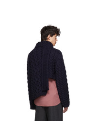 Lanvin Navy Wool Asymmetric Sweater