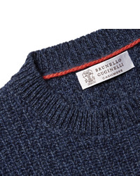 Brunello Cucinelli Ribbed Mlange Virgin Wool Cashmere And Silk Blend Sweater