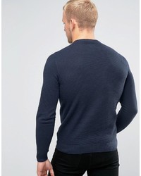 Farah Sweater With Honeycomb Texture In Slim Fit Navy