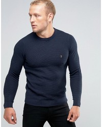 Farah Sweater With Honeycomb Texture In Slim Fit Navy