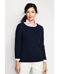 Lands' End Tall Lofty Cable Crewneck Sweater Raspberry Sorbet