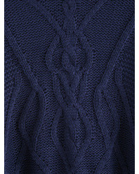Turtleneck Cable Knit Blue Sweater