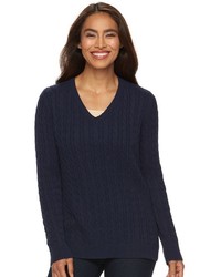 croft & barrow V Neck Cable Knit Sweater