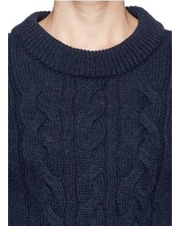 Nobrand Virgin Wool Cable Knit Zip Front Sweater