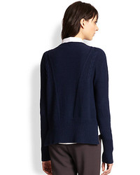 The Kooples Wool Cashmere Slouched Cable Knit Sweater