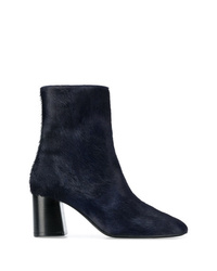 Navy Calf Hair Ankle Boots