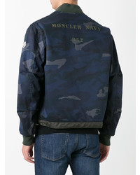 Moncler Camouflage Khaki Trim Bomber Jacket Blue