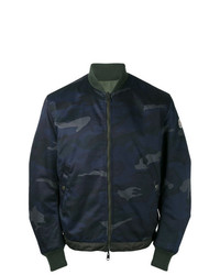 Moncler Camouflage Khaki Trim Bomber Jacket Blue