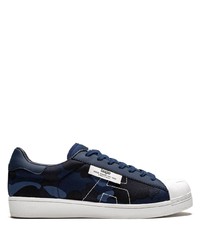 Navy Camouflage Canvas Low Top Sneakers