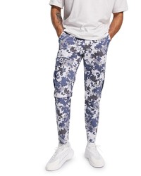 Topman Camo Co Ord Tapered Cargo Trousers In Light Grey At Nordstrom