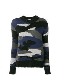 Navy Camouflage Crew-neck Sweater