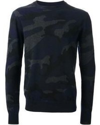 Navy Camouflage Crew-neck Sweater