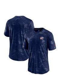 FANATICS Branded Navy Columbus Blue Jackets Authentic Pro Locker Room Camo T Shirt
