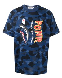 A Bathing Ape Color Camo Shark Cotton T Shirt