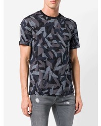 Les Hommes Urban Graphic Camouflage Print T Shirt