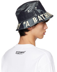 AAPE BY A BATHING APE Navy Camo Denim Bucket Hat