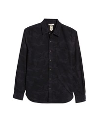 Navy Camouflage Flannel Long Sleeve Shirt