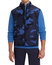 Bugatchi Camo Quilted Cotton Vest In Navy At Nordstrom