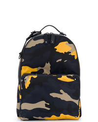 Navy Camouflage Leather Backpack