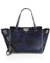 Navy Camouflage Leather Bag