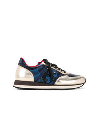 Navy Camouflage Low Top Sneakers