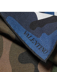 Valentino Double Sided Camouflage Print Silk Twill Pocket Square