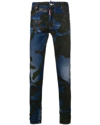 Navy Camouflage Skinny Jeans
