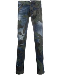 Philipp Plein Camouflage Print Straight Jeans