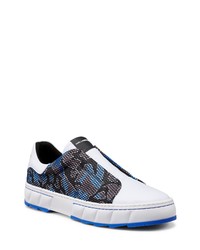 KARL LAGERFELD PARIS Laceless Camo Patterned Leather Sneaker In Blue At Nordstrom